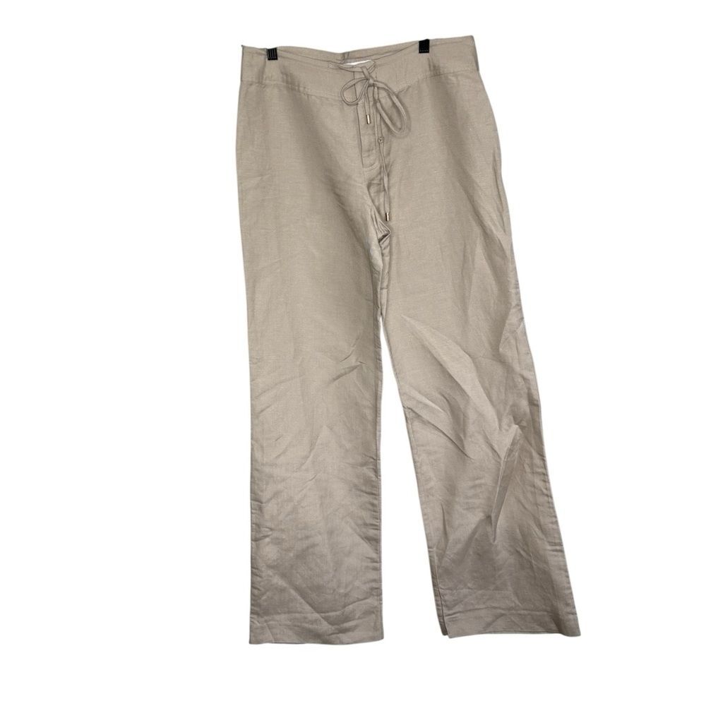 Calvin Klein Linen Cotton Drawstring Pants Beige Khaki size 4